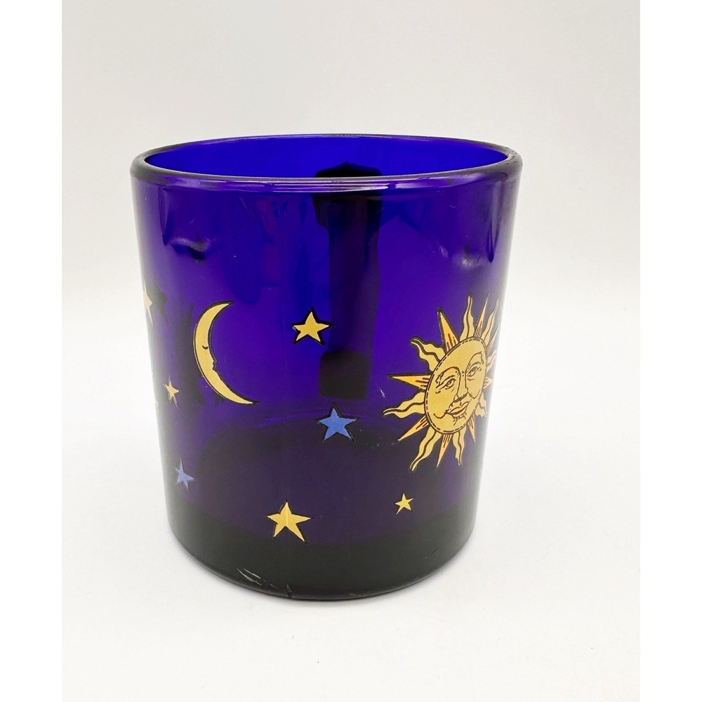 Vintage 90's Libbey Cobalt Blue Celestial Sun & Moon Mug FRIENDS USA Excel Cond - Picture 3 of 7